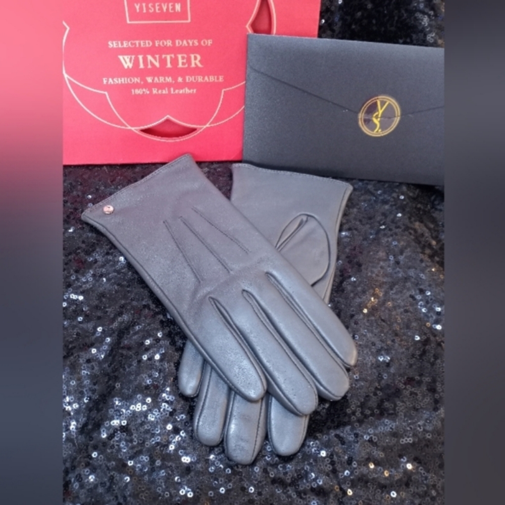 YISEVEN Lambskin Genuine Leather Winter Gloves with Wool Lining Size: 7.5"